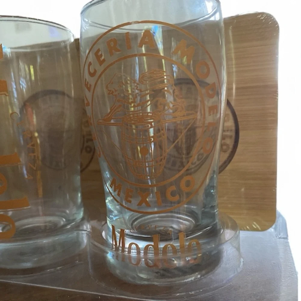 ModelCo Gold Lion Glass Set with Wooden Paddle